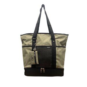 Everest Unisex Green & Black Canvas With Bottom Pocket Insulation Tote Bag